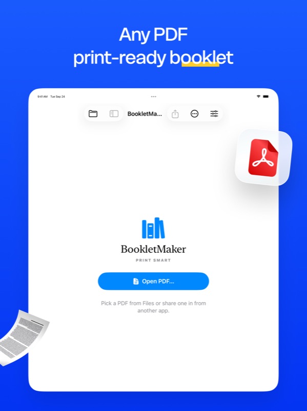 BookletMaker on iPad — Open any PDF